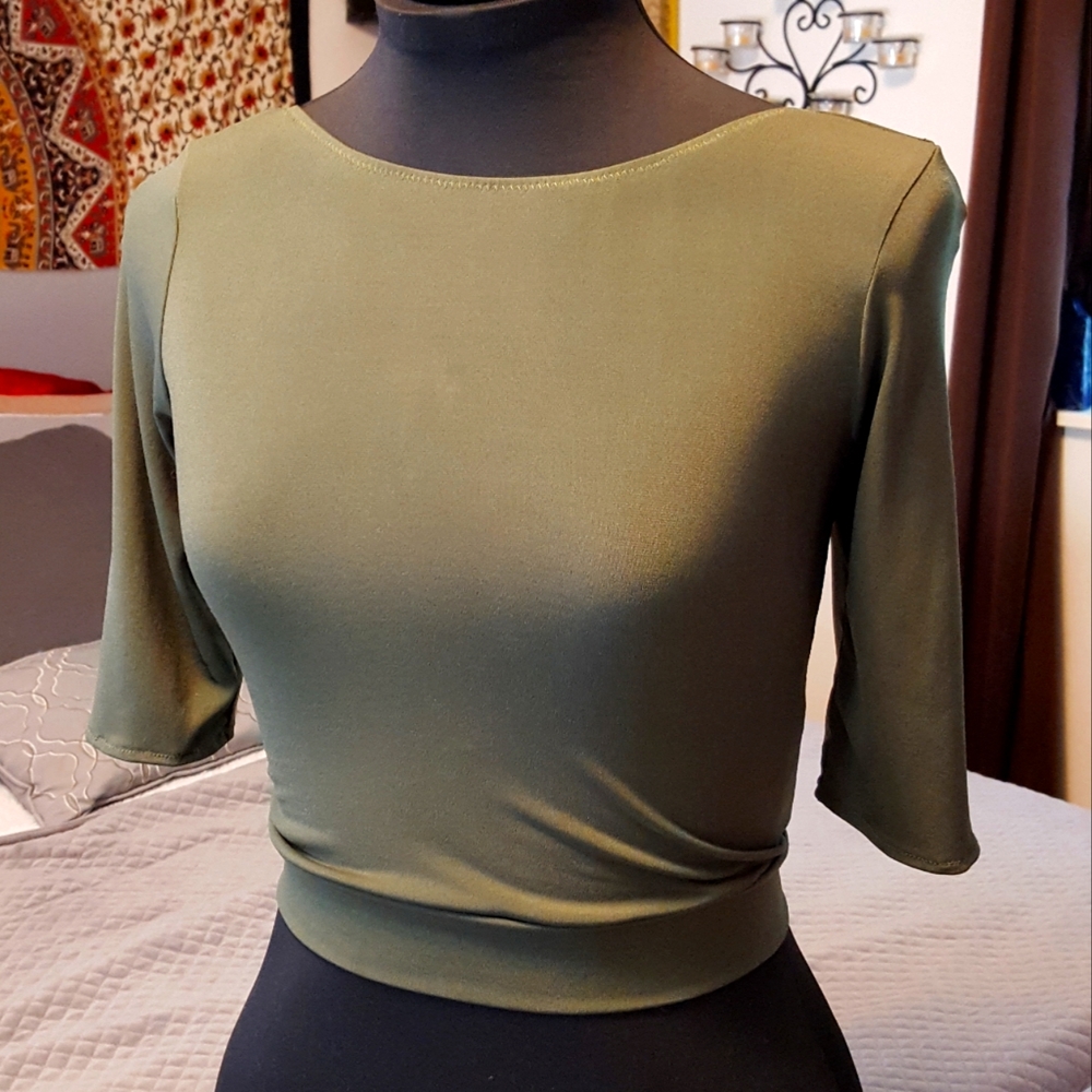 Handmade Olive Crop Top